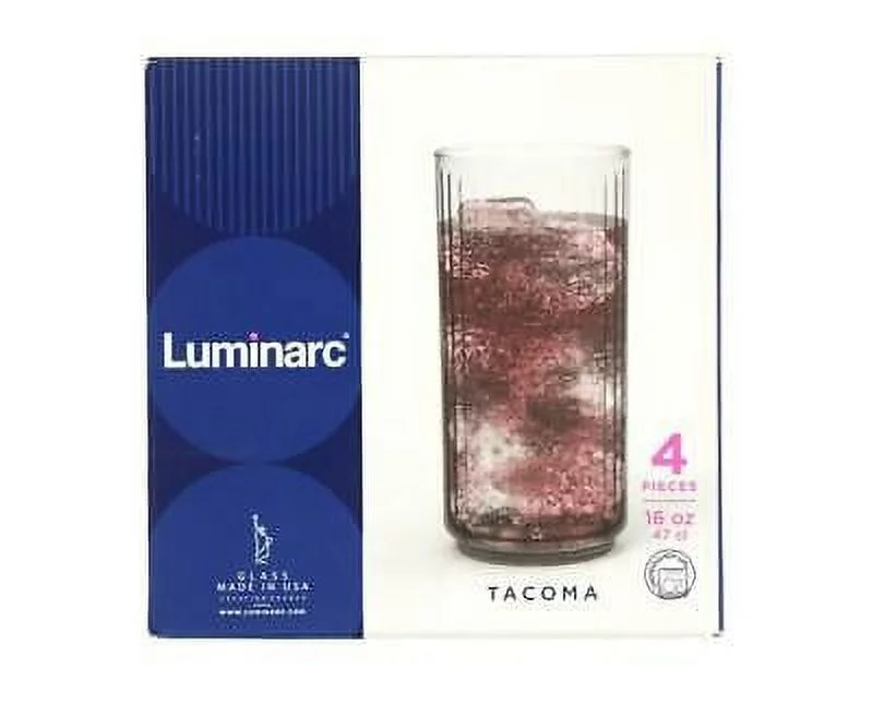 Luminarc Tacoma 16 Oz Drinkware Glasses 4 Piece Set