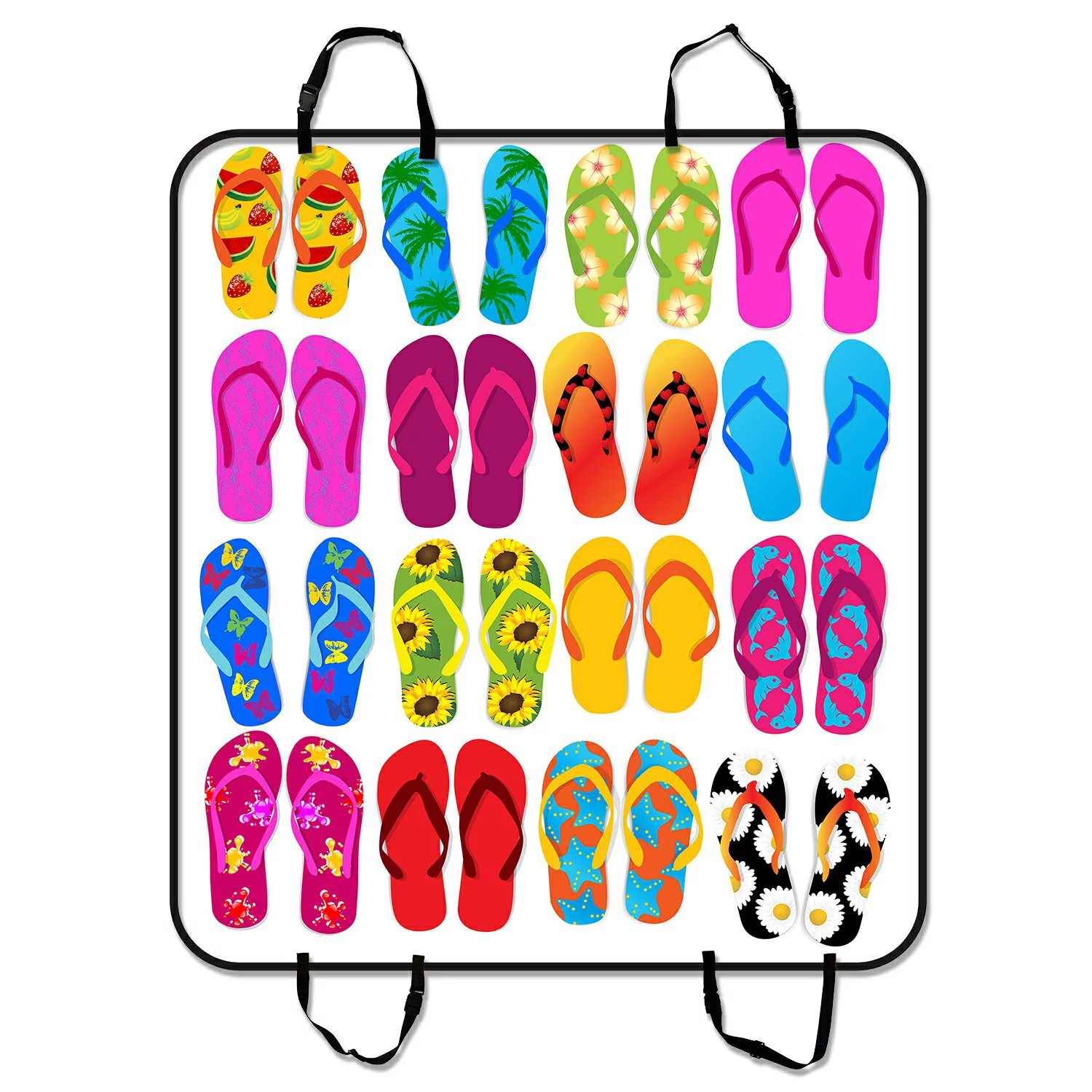 GCKG Colorful Beach Flip Flops Print Pet Car Seat Cover Dog Car Seat Mat Hammock Cargo Mat Trunk Mat For Cars Trucks and SUV 54x60 inches