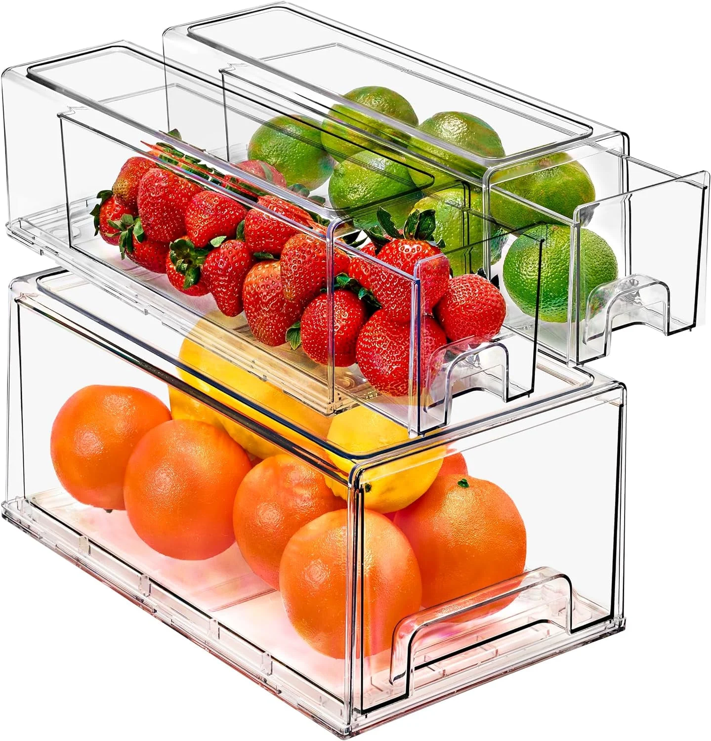 Sorbus Fridge Drawers - Clear Stackable Pull Out Refrigerator Organizer Bins (1 X-Large, 2 Small)