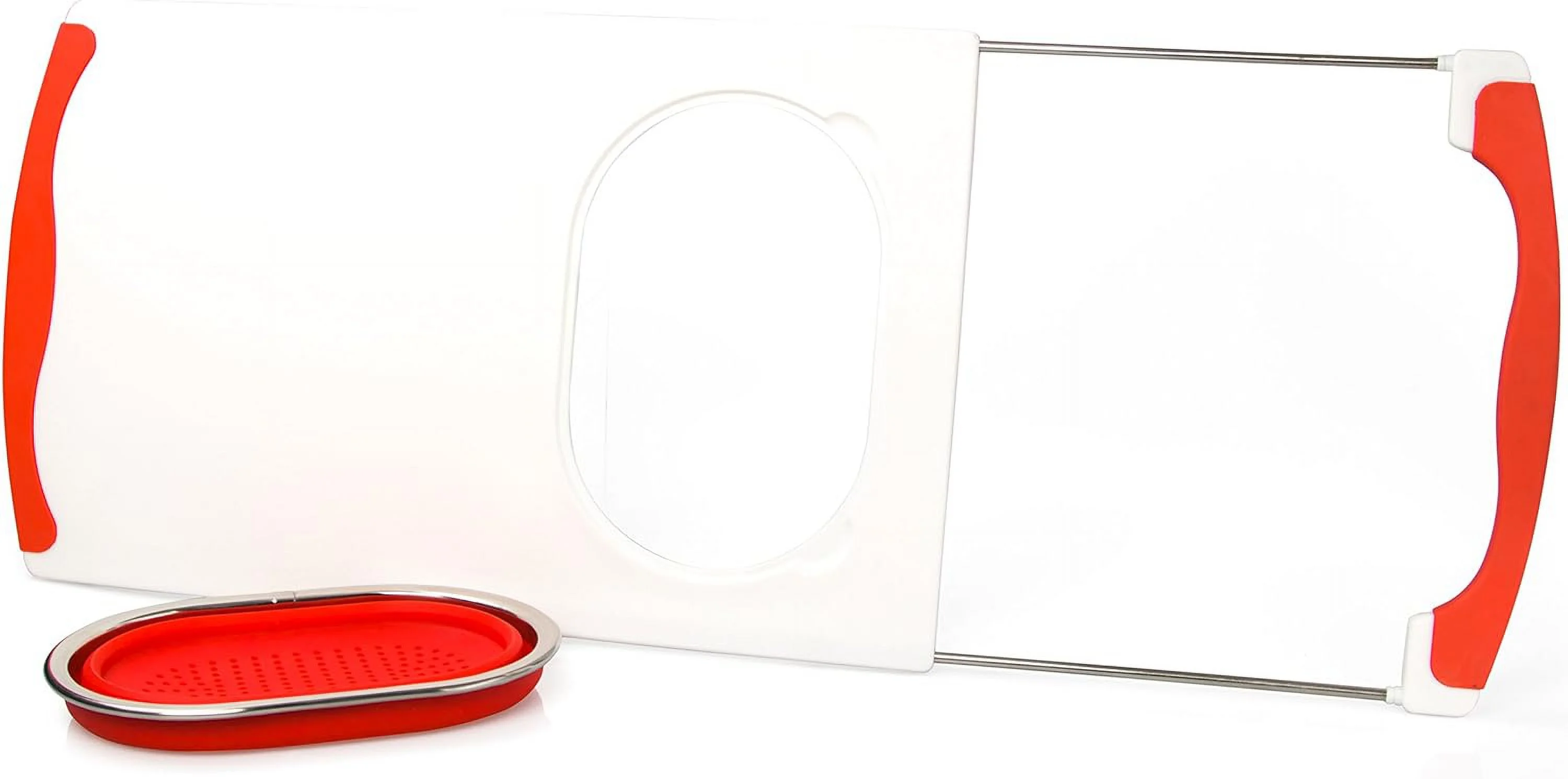 Over the Sink Cutting Board with Collapsible Colander and Extra Long Extension by Good Cooking