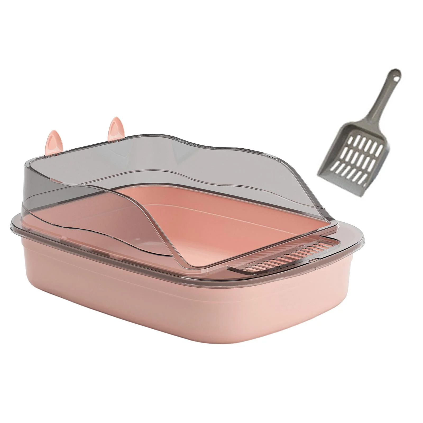 Toysmith Cat Litter s Toilet Anti Splashing 50x34x18cm Cat Sand Box with High Side Cat Sand Basin Large Bedpan Kitty Litter Pan pink