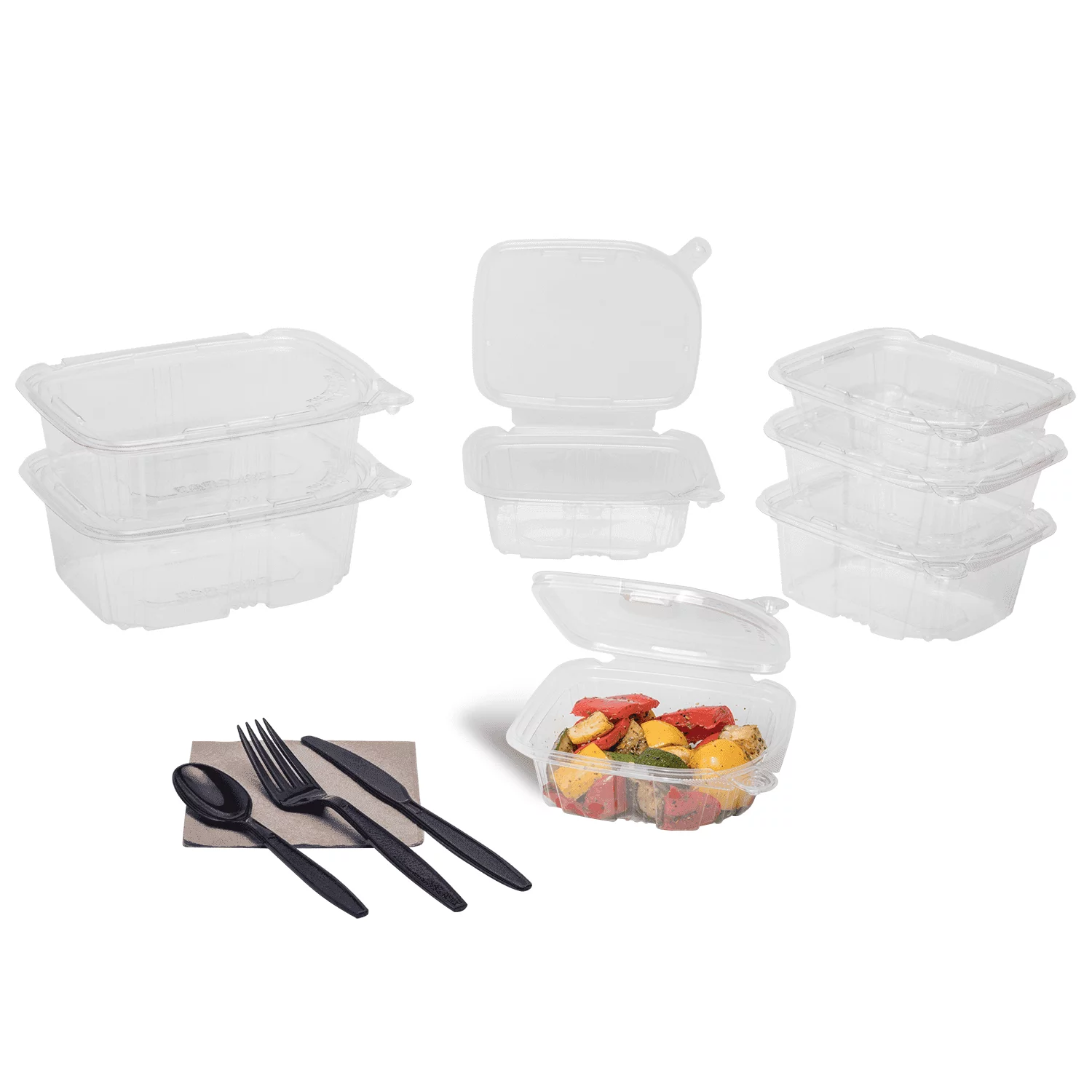 Karat 12oz PET Plastic Tamper Resistant Hinged Deli Container with Lid - 200 sets