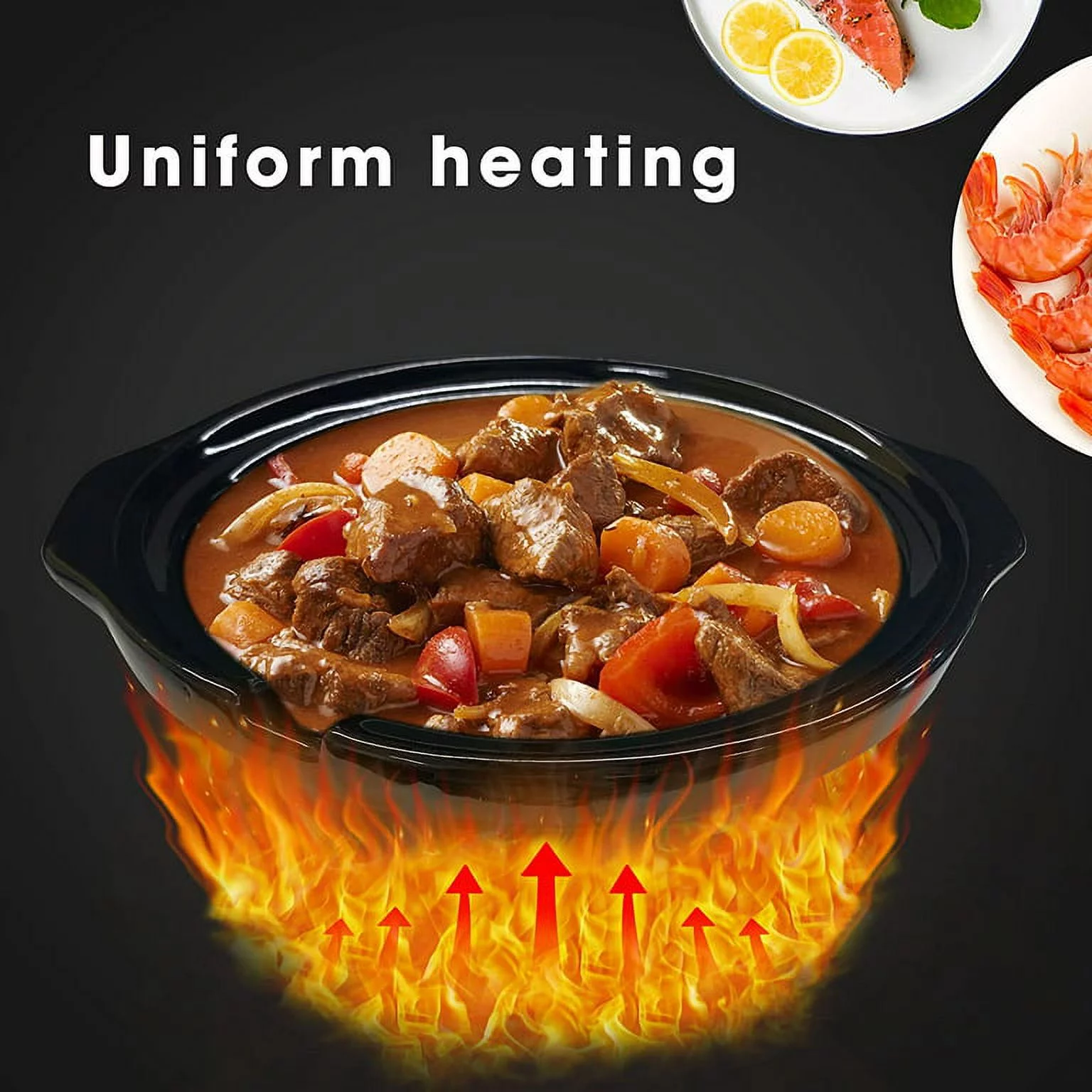 CozyHom 3-Pot Electric Slow Cooker, 4.5 Qt Food Warmer Pot with Adjustable Temp Removable Pots Lid Rests Pot, Black