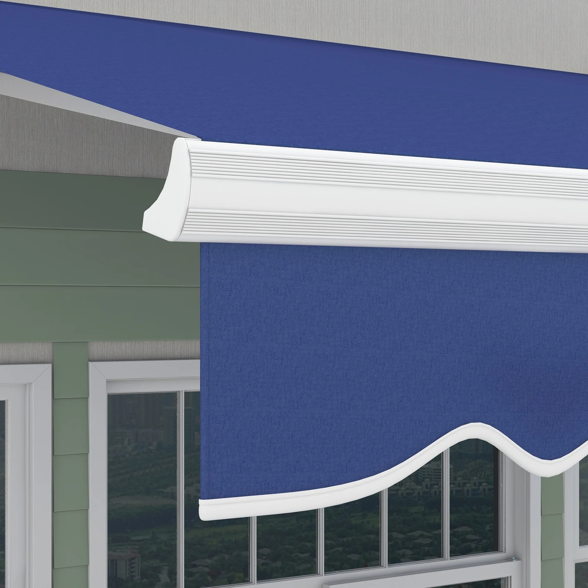 Outsunny 13' x 8' Manual Retractable Awning Sunshade Shelter, Dark Blue