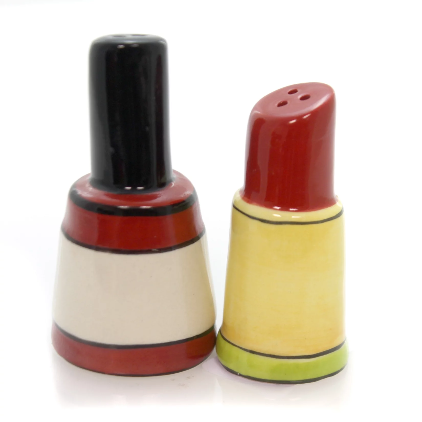 Nail Polish & Listick Salt & P# - One Set Of Salt & Pepper Shakers 3 Inch, Ceramic - Christmas 61951