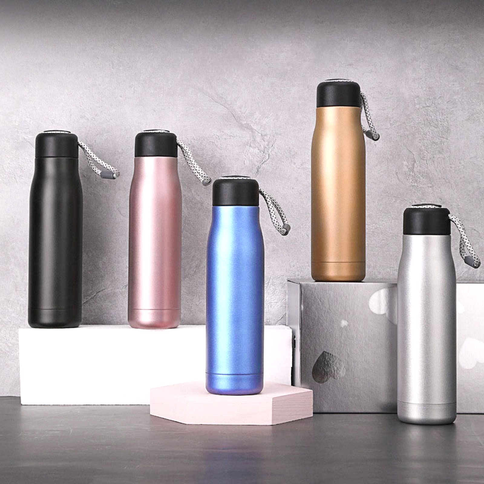 VBARHMQRT 5 Pack 18.5 Oz Insulated Water Bottle Double Walled Vacuum Stainless Steel Water Bottle Leak Proof