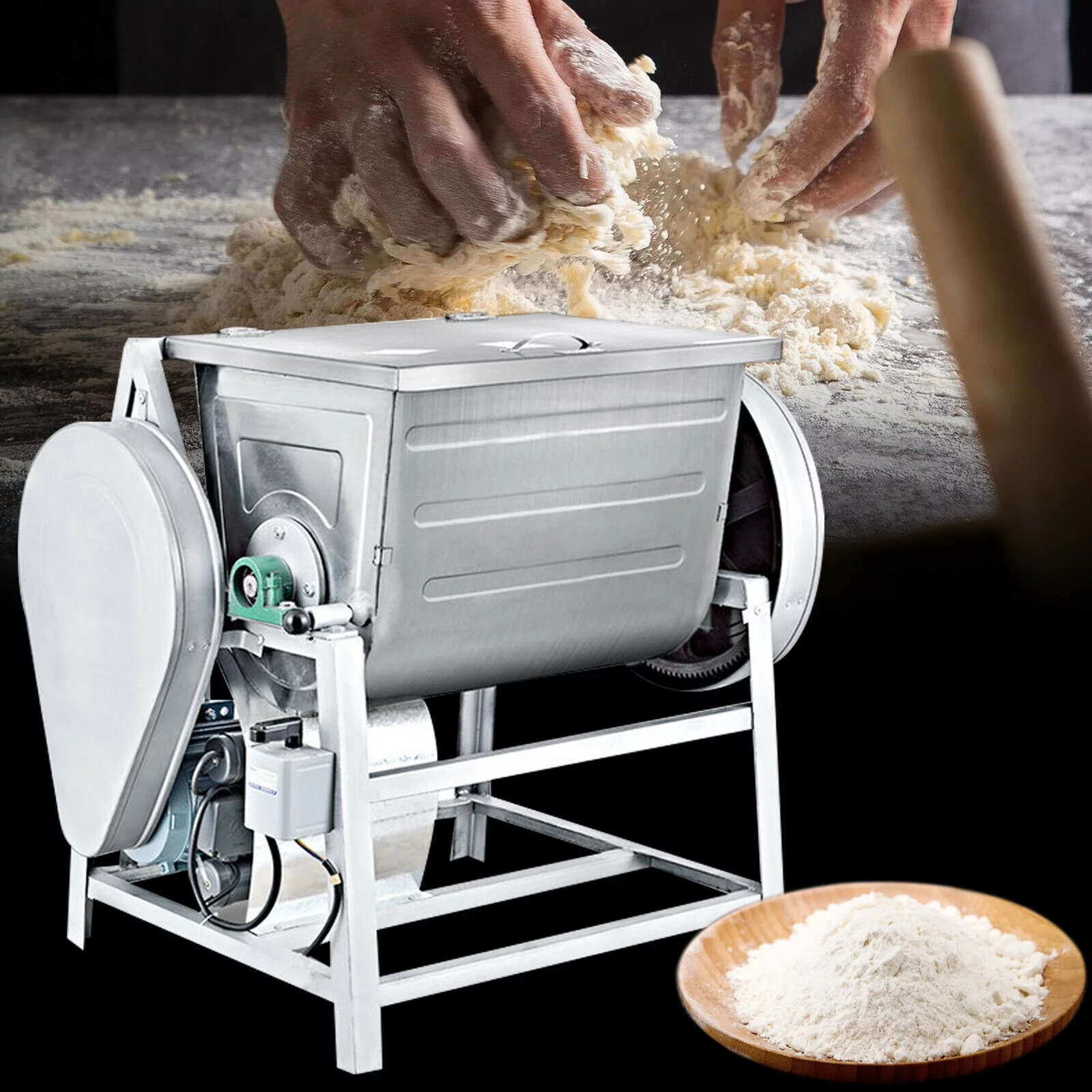 30QT Commercial Electric Dough Mixer 110V Kitchen Equipment Stand Mixer Mixing Machine 1.5KW with Inverted Electric Switch