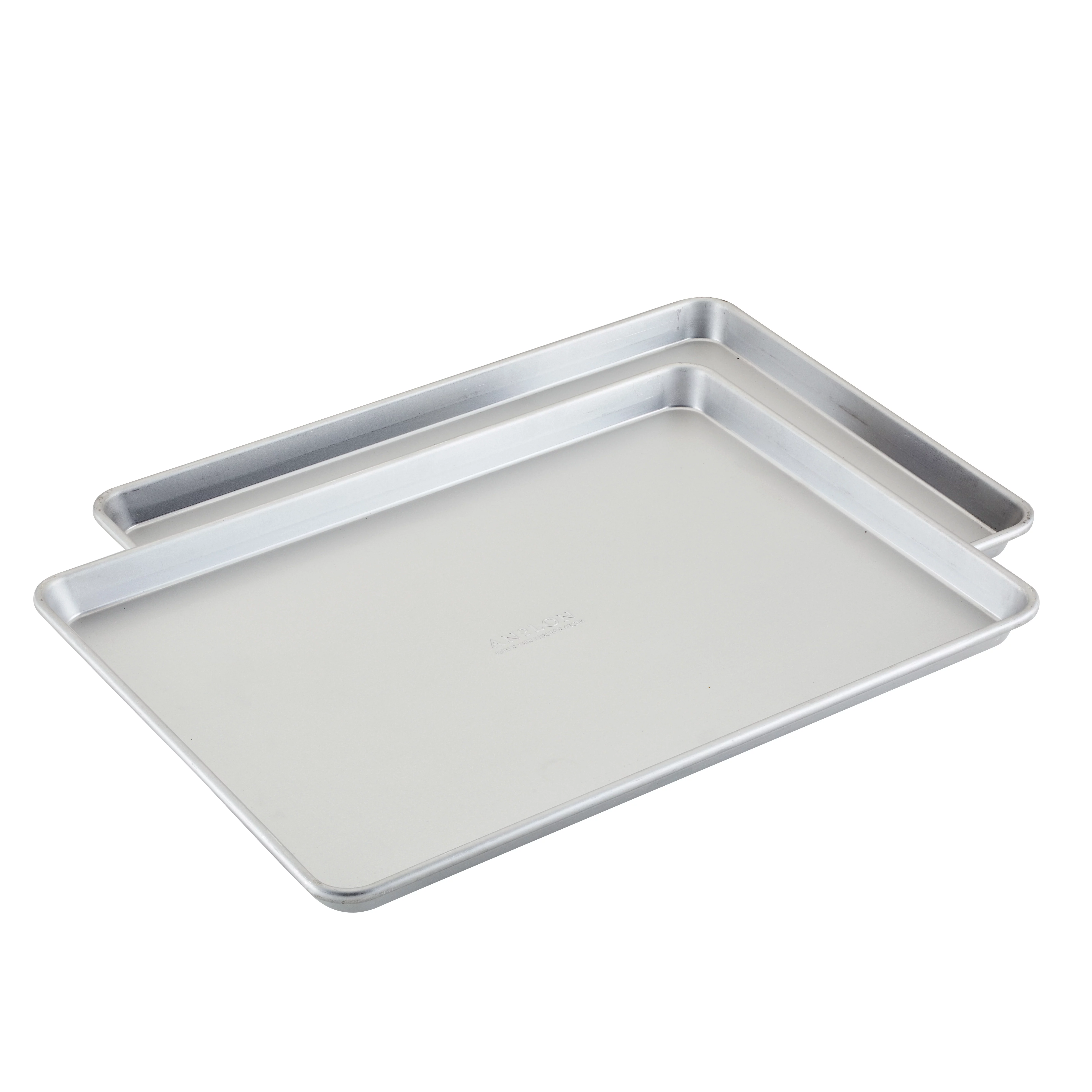 Anolon Pro-Bake Bakeware Aluminized Steel Half Sheet Baking Pan Set, 2-Piece, Silver