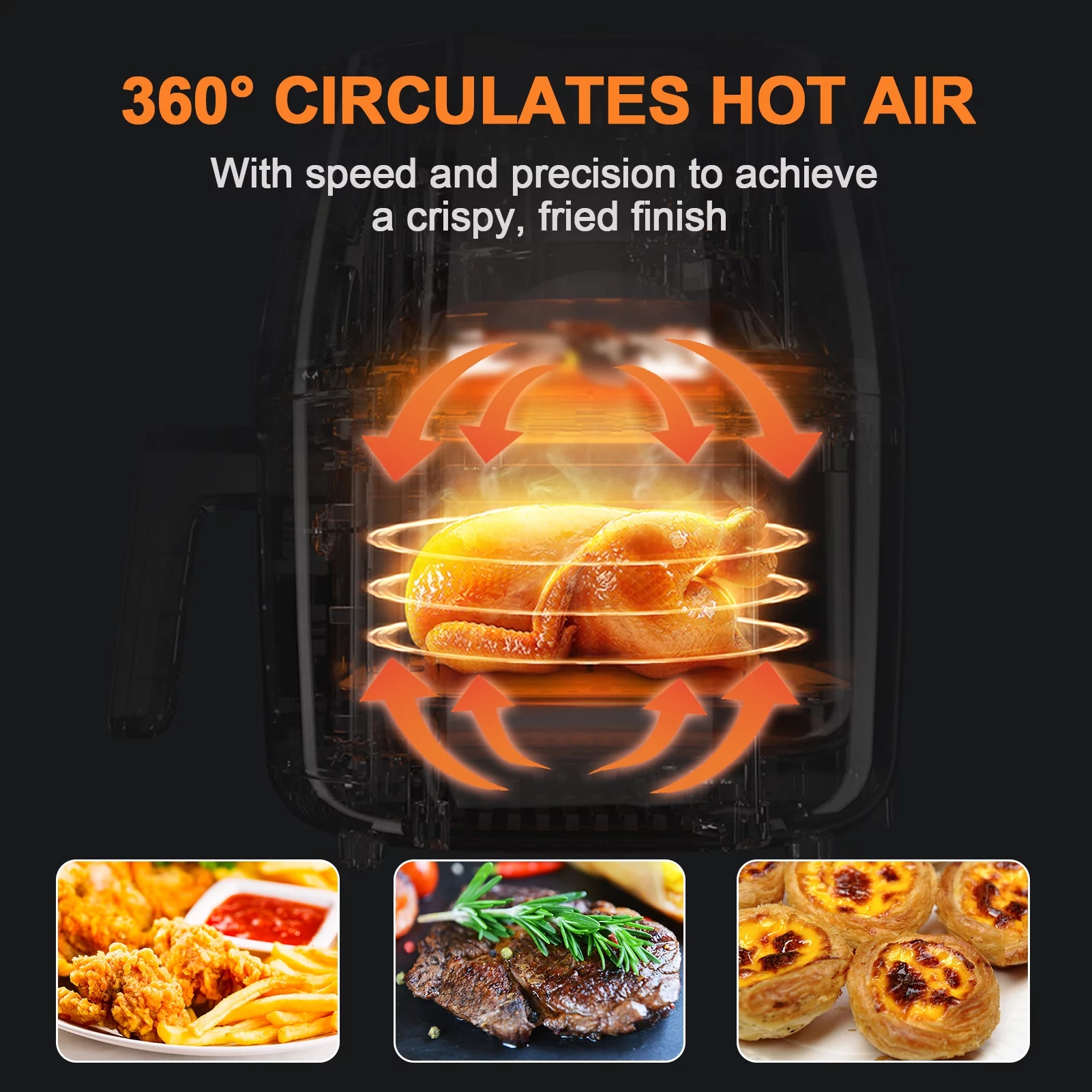 Family Air Fryer , 3.6 Quart 1300-Watt Electric Hot Air Fryers Oven Oil Free Nonstick Cooker w/Nonstick Coated Basket for Frying, Roasting, Grilling, Baking . ETL/UL Certified
