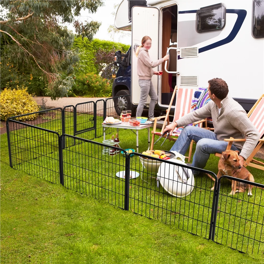 Yaheetech 16 Panels 24'' Dog Playpen Iron Pet Playpen Dog Cat Exercise Fence, Black