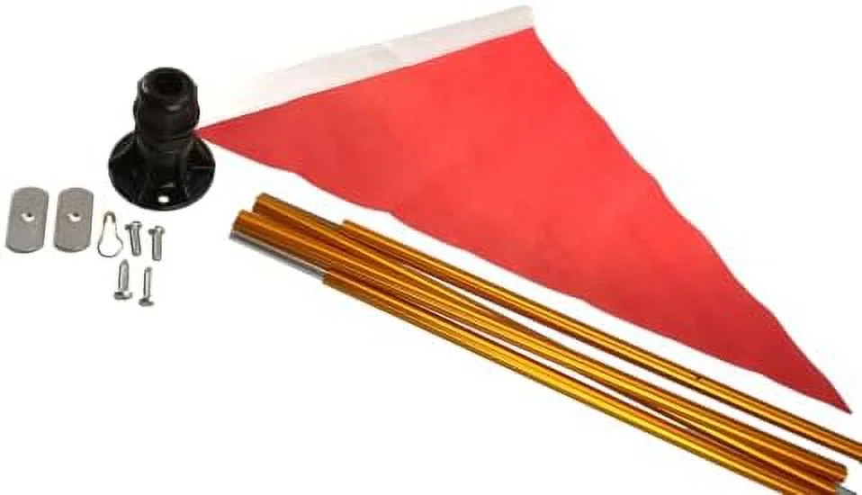 Pontoon Kayak Canoe Flag Pole Lock Socket Base Red Triangle Flag 48