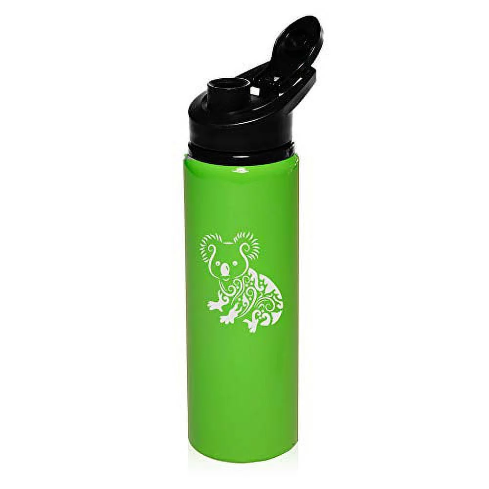 MIP Brand 25 oz Aluminum Sports Water Travel Bottle Fancy Koala Bear (Bright-Green)