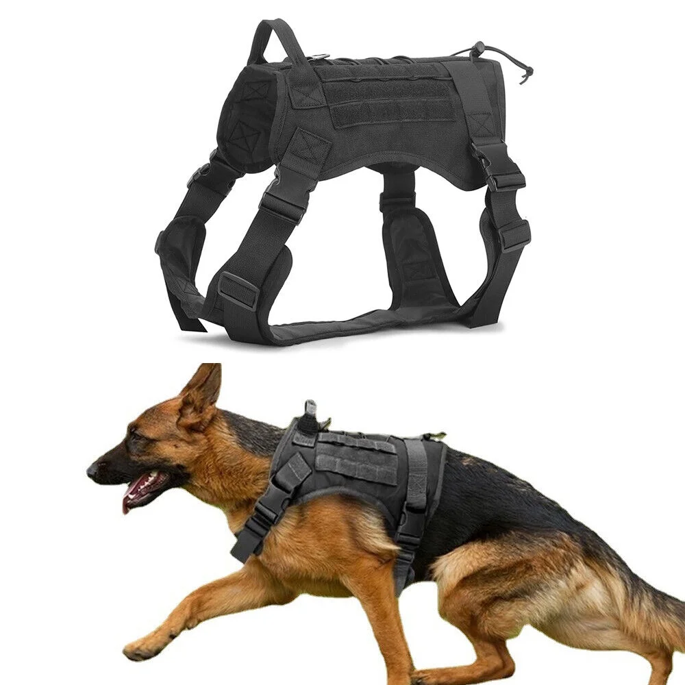 Adjustable Training Tactical Pet Dog Harness Vest +Retractable Leash Set No-Pull
