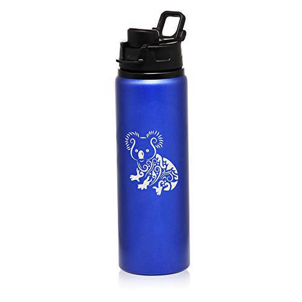 MIP Brand 25 oz Aluminum Sports Water Travel Bottle Fancy Koala Bear (Blue)