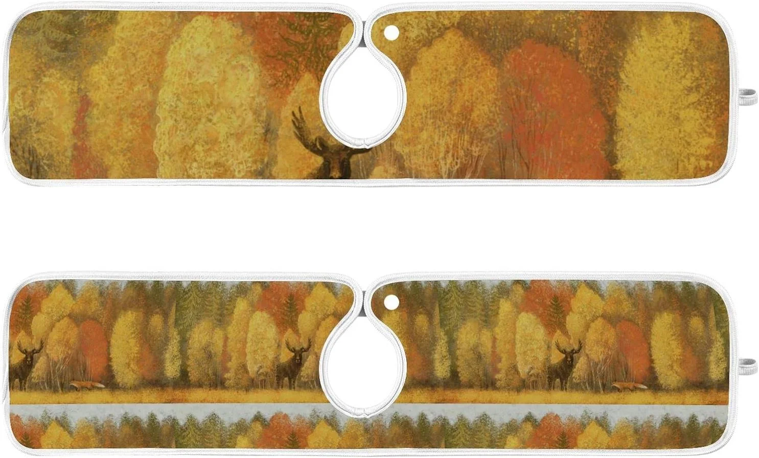 Autumn Forest Deer Fox Kitchen Sink Splash Guard for Faucet 2 Packs Faucet Absorbent Mats Fall Vintage Retro Faucet Handle Drip Catcher Quickly Drying Mat for Kitchen Counter Bathroom, 30