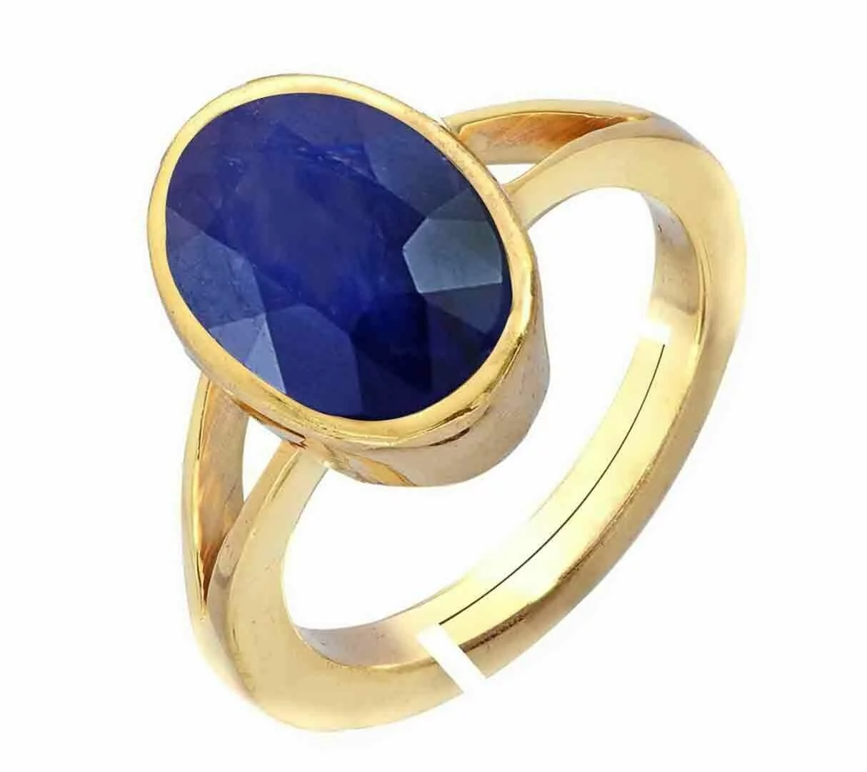 925 Sterling Silver Handmade Certified 7Ct Blue Sapphire Gold Plated Ring  US14