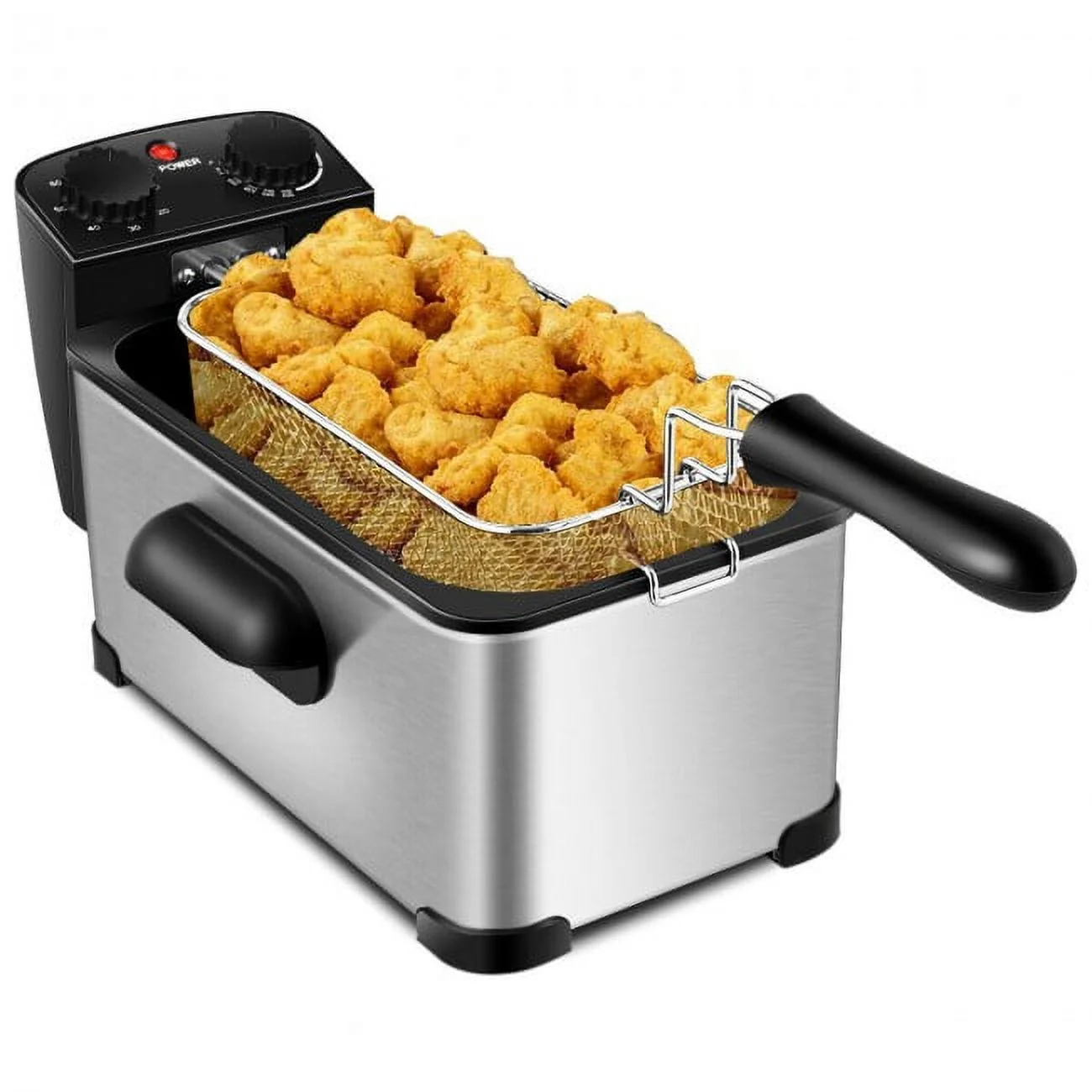 SUGIFT 3.2 Quart Professional Grade Electric Deep Fryer with Timer, Lid with View Window, 1700W, Stainless Steel