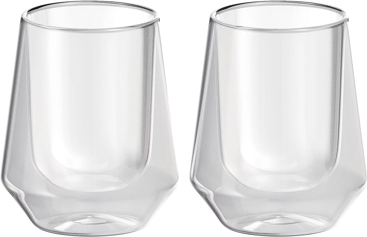 Elle Decor Set of 2 Double Wall Insulated Glasses, 8 oz Borosilicate Glasses for Hot and Cold Drinks, Clear