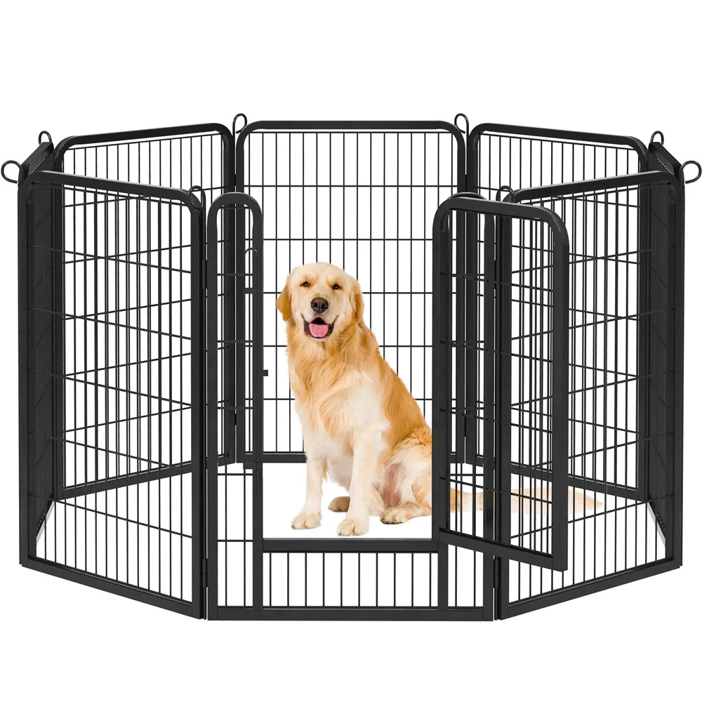 Yaheetech 39.5''H 8 Panels Metal Dog Playpen, Black