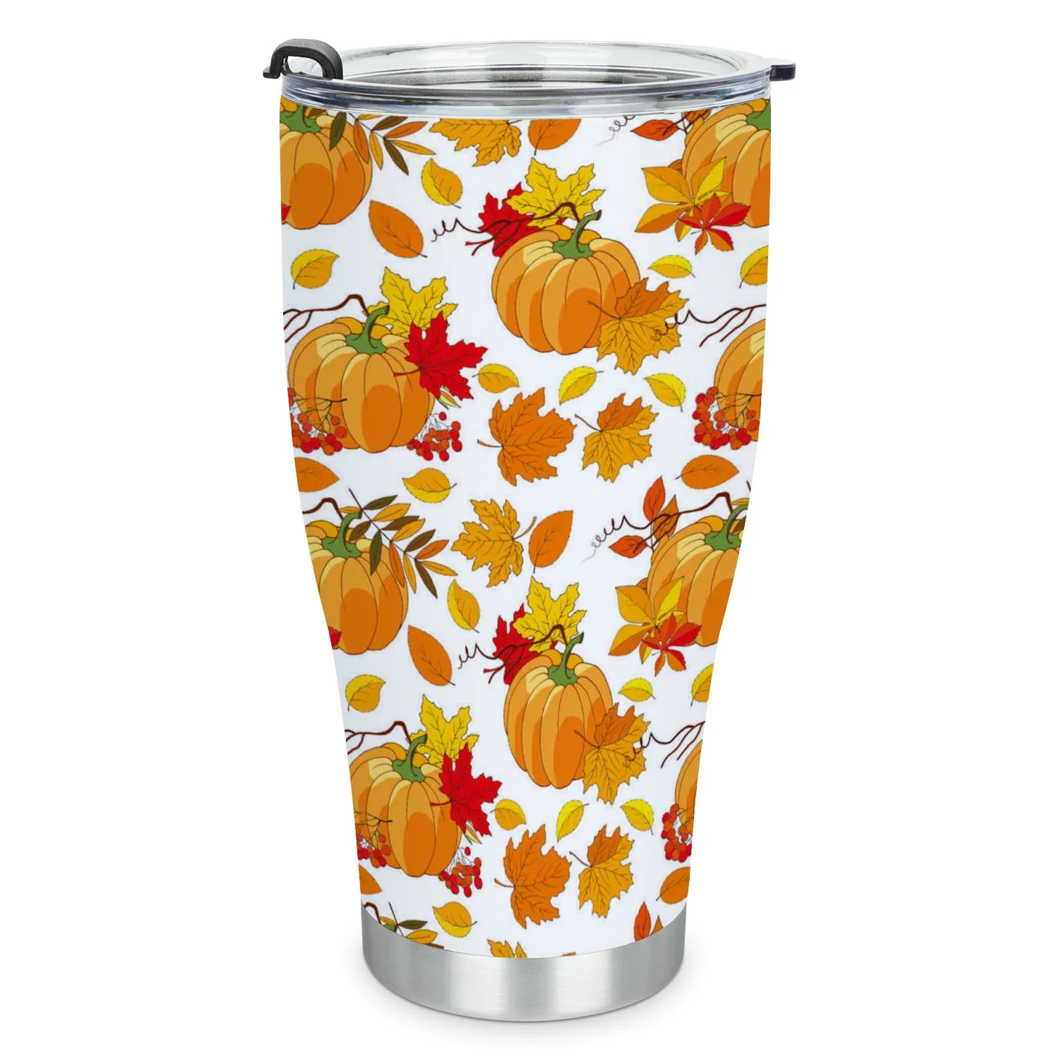Hidove Stainless Steel Tumbler, Pumpkin Flower 32oz Leak Proof & Stainless Steel Bottle for Hot & Cold Drinks - Coffee Travel Mug, Water Metal Canteen, Thermal Cup