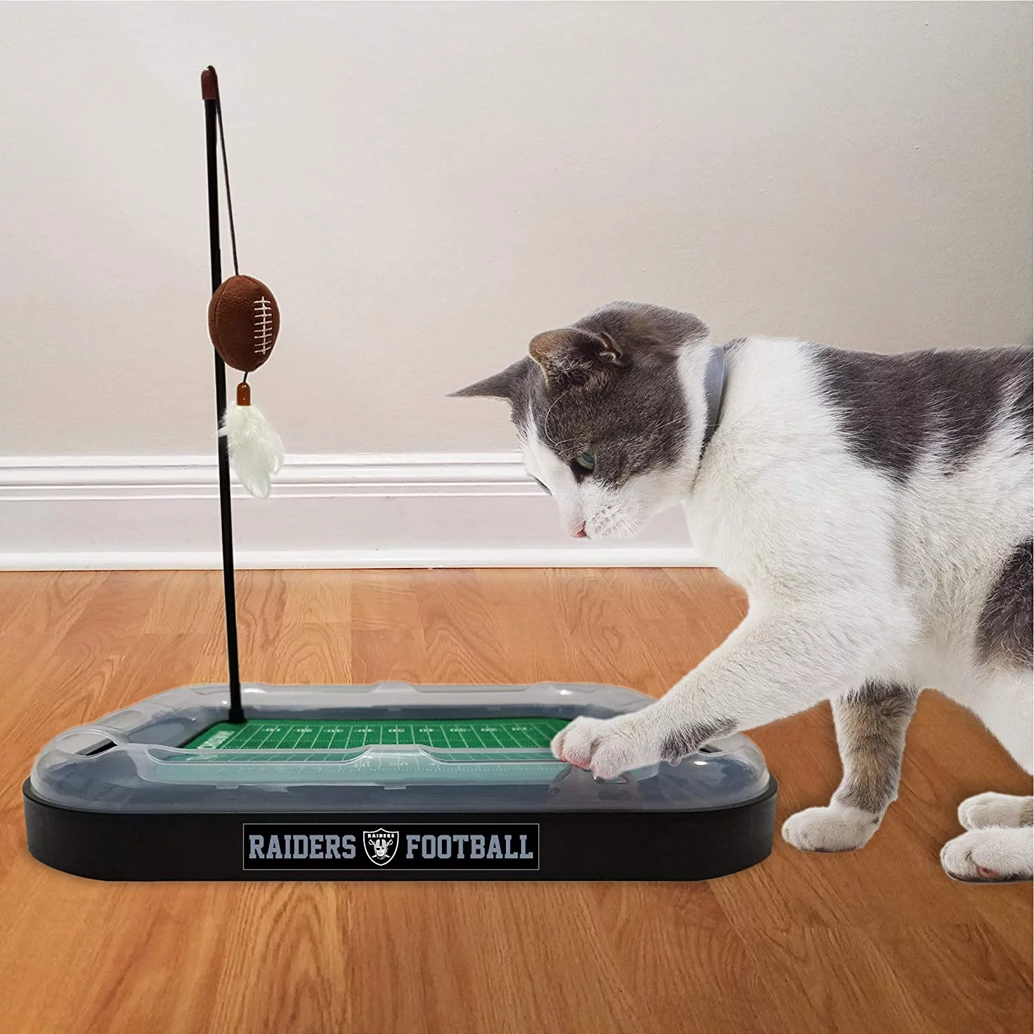NFL LA Raiders Cat Scratcher Toy with Catnip Plush & Feather Cat and Kitty Toy