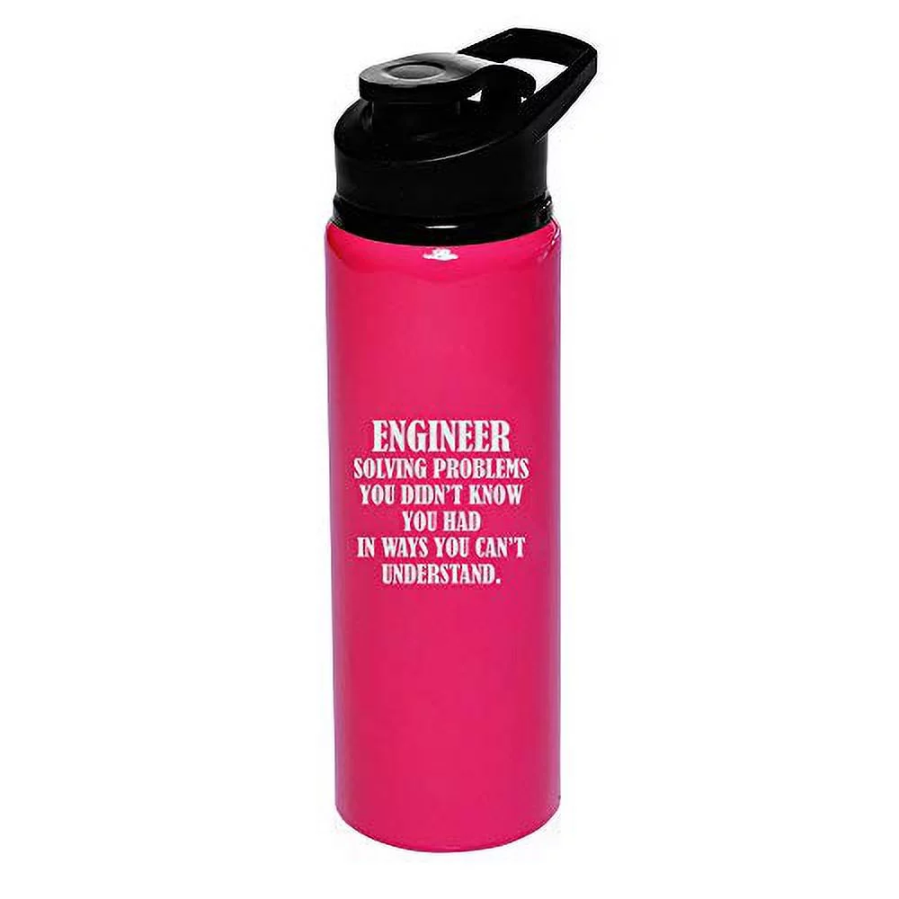 MIP Brand 25 oz Aluminum Sports Water Travel Bottle Engineer Solving Problems You Didn't Know You Had in Ways You Can't Understand (Hot-Pink)