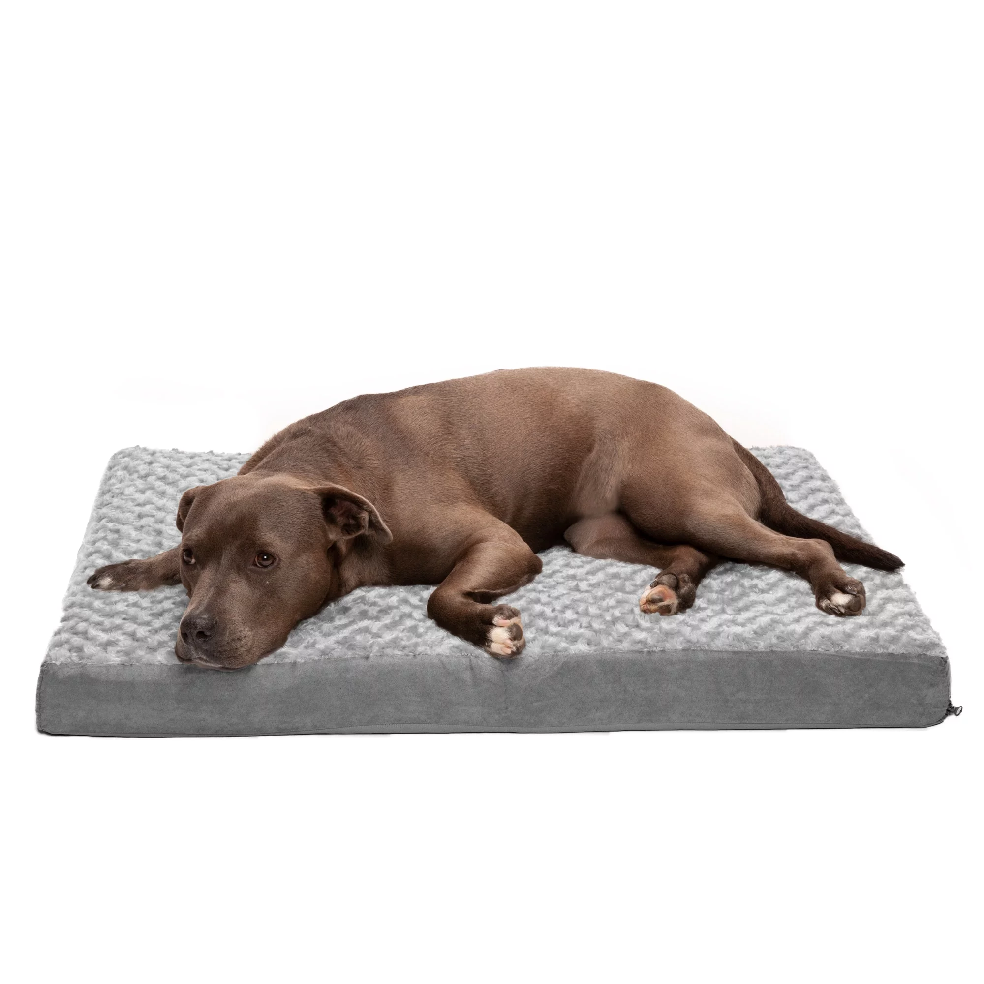 FurHaven Pet Products Ultra Plush Deluxe Full Support Orthopedic Deluxe Mattress Pet Bed for Dogs & Cats - Gray, Large
