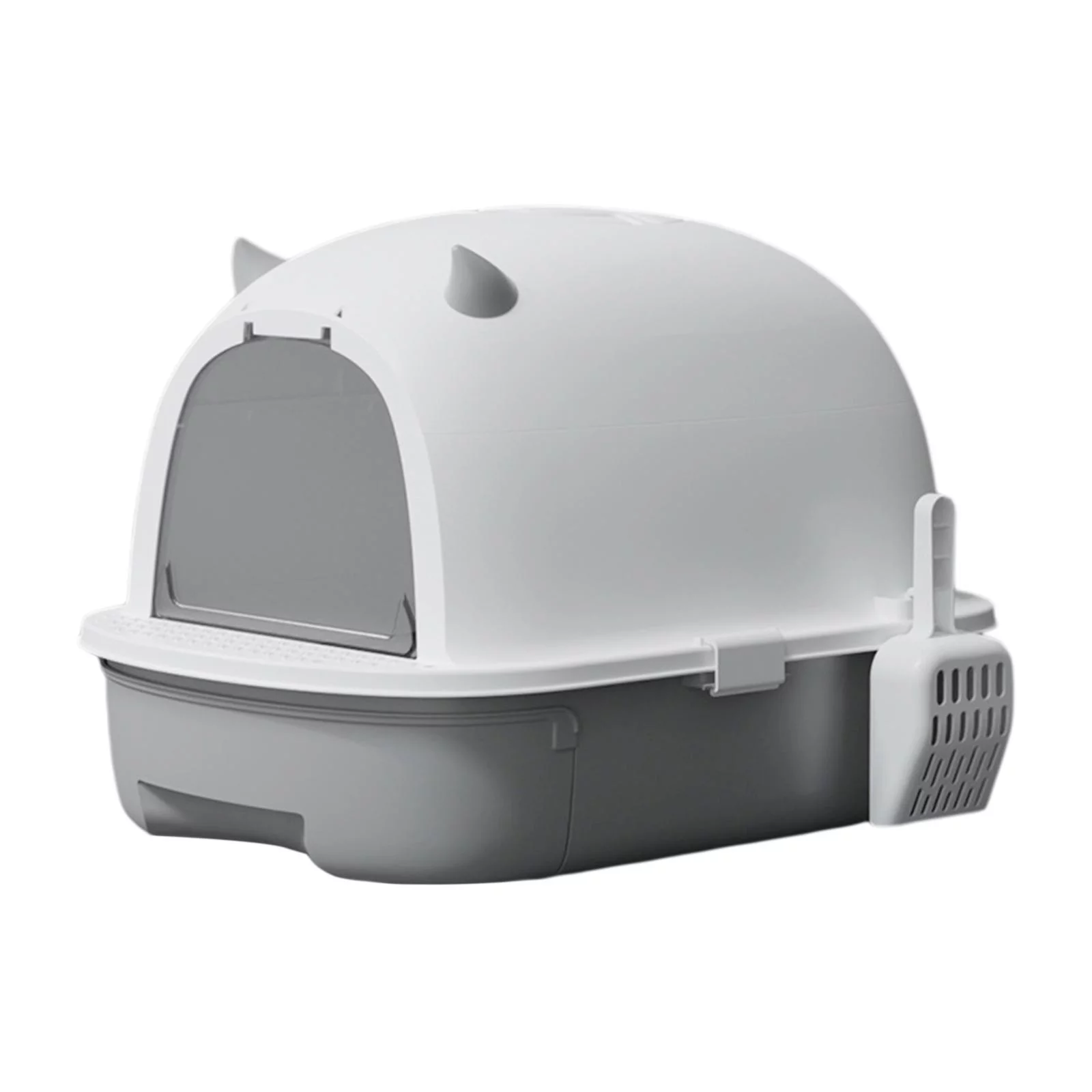 Tooyful Hooded Cat with Lid Hooded Cat Litter Tray Large Fully Enclosed Cat Toilet Removable Durable Pet with Lid Kitten Potty Grey