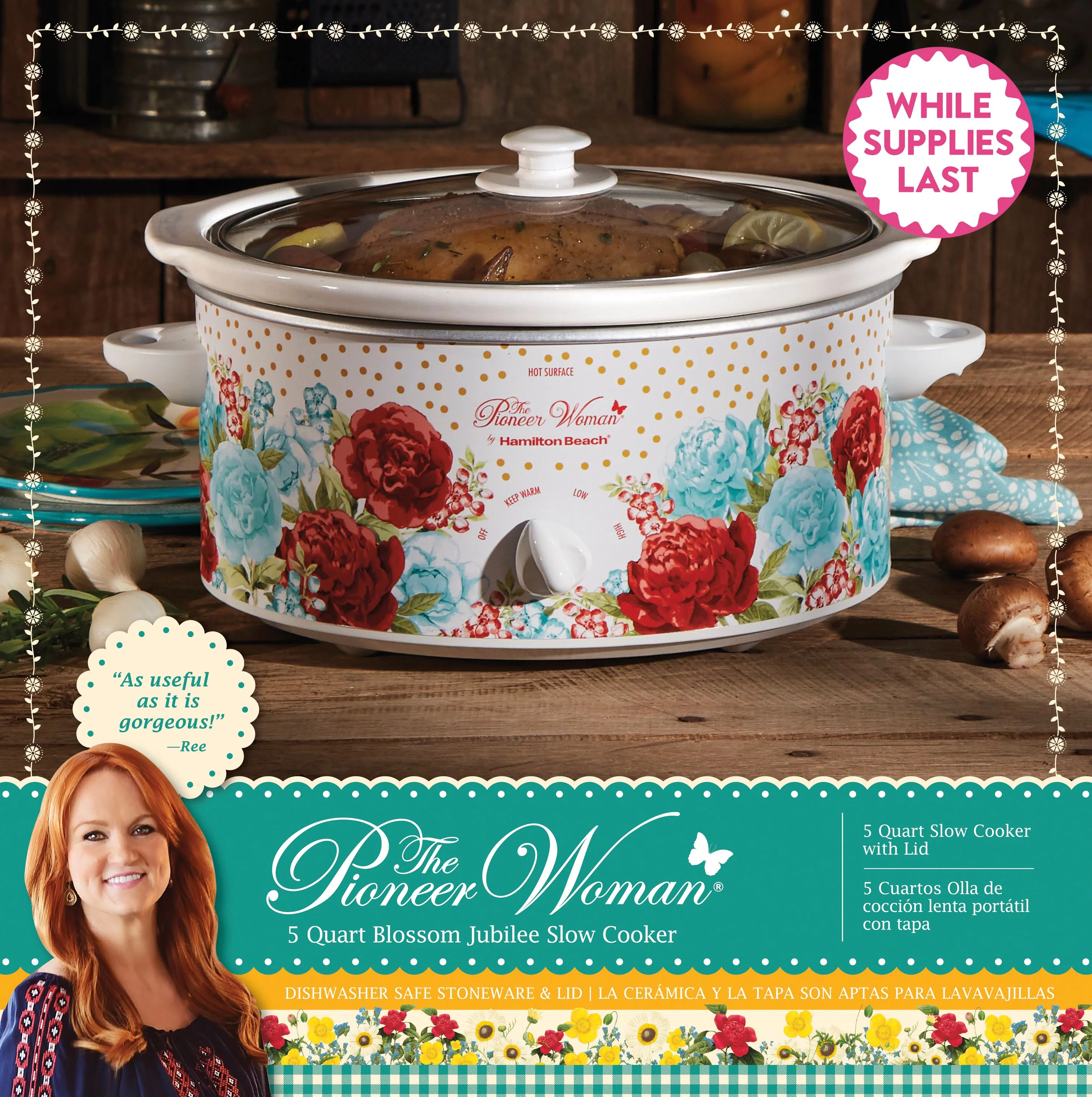 The Pioneer Woman Blossom Jubilee 5-Quart Portable Slow Cooker