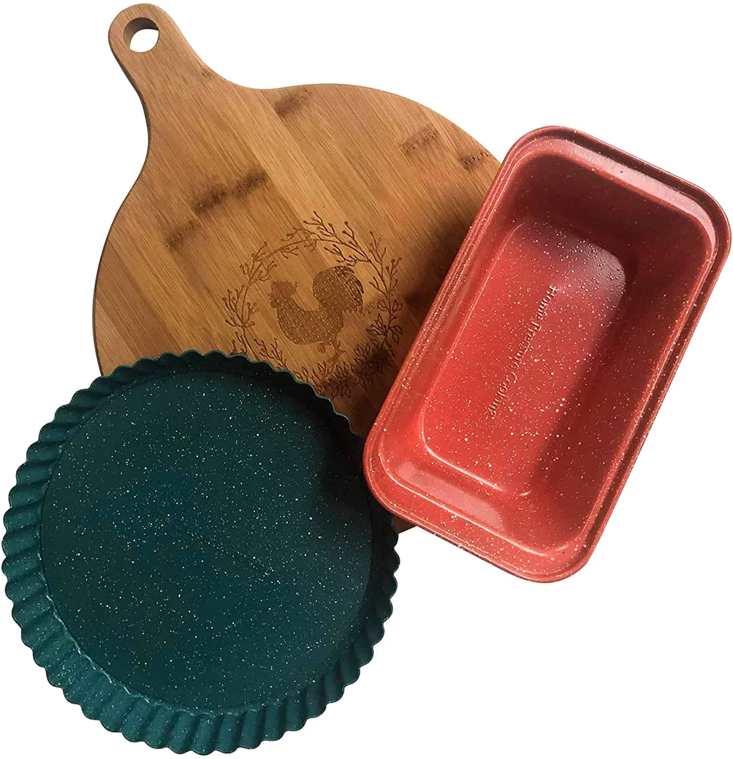 4-Piece Bakeware Bundle (Tart Pan, Loaf Pan, Charcuterie Board & Pizza Cutter)