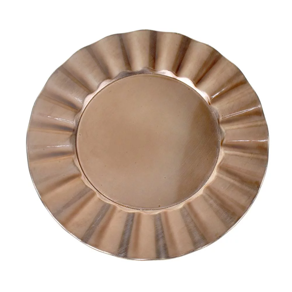 Plastic Round Charger Plate Fan Edge, Rose Gold, 13-Inch