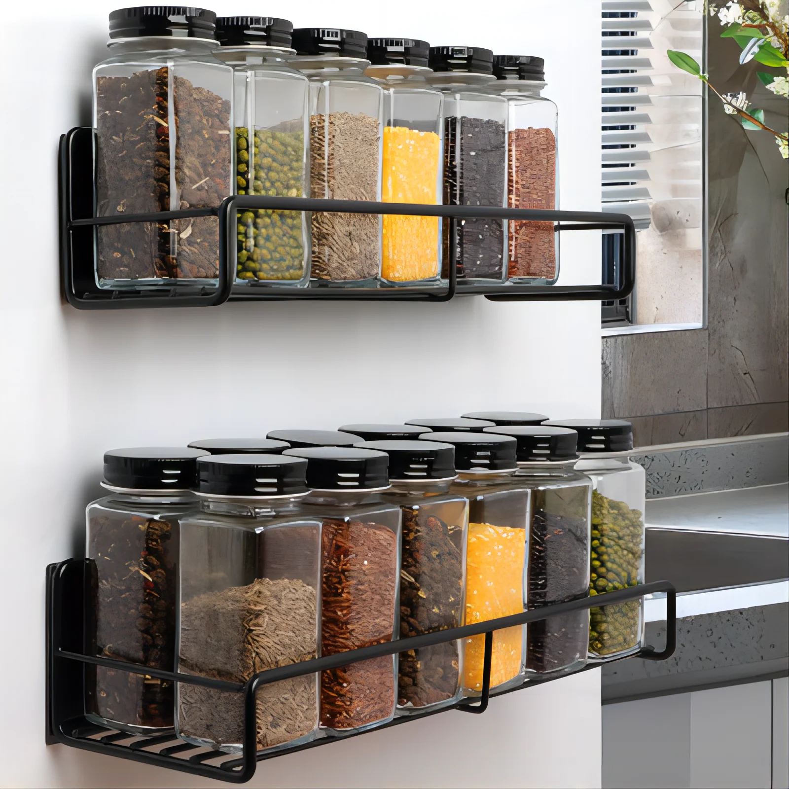 Holocky Magnetic Spice Rack for Refrigerator 4 Pack Magnetic Spice Rack Magnetic Shelf for Kitchen Magnetic Fridge Organizer