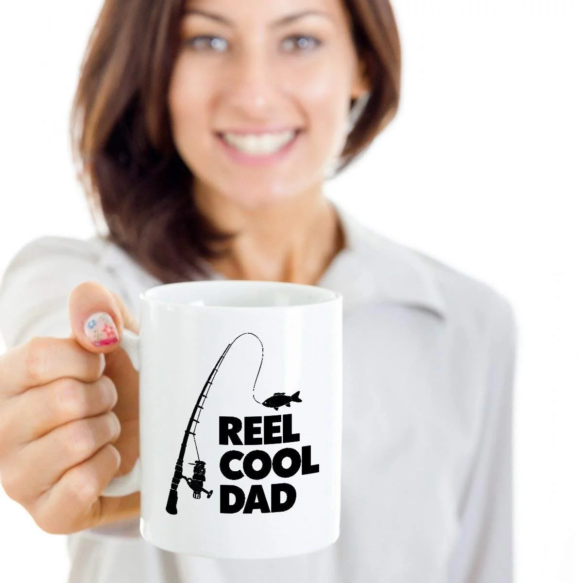 Reel Cool Dad Coffee & Tea Gift Mug, Fathers Day Gifts for Fishing & Angler Dad from Daughter, Son or Wife