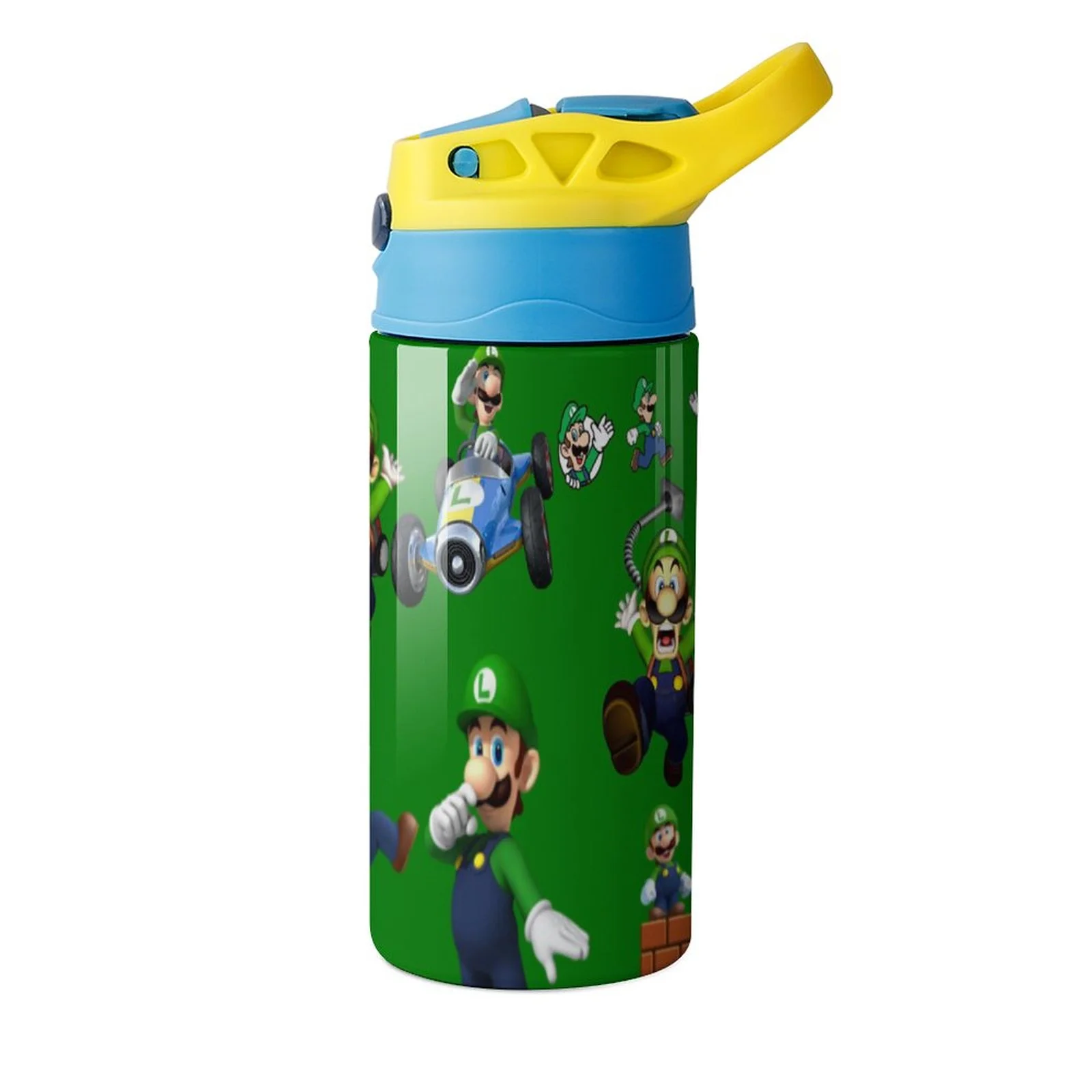 Luigi's Mansion Game Kid's Insulated Water Bottle With Straw Vacuum Stainless Steel Cup Leak-Proof Children Toddler Thermoses