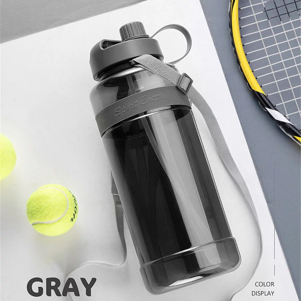BPA Free Portable Outdoor with Straw Travel Sports Drinking Sucker Large Capacity Water Bottle Kettle GREY 2000ML