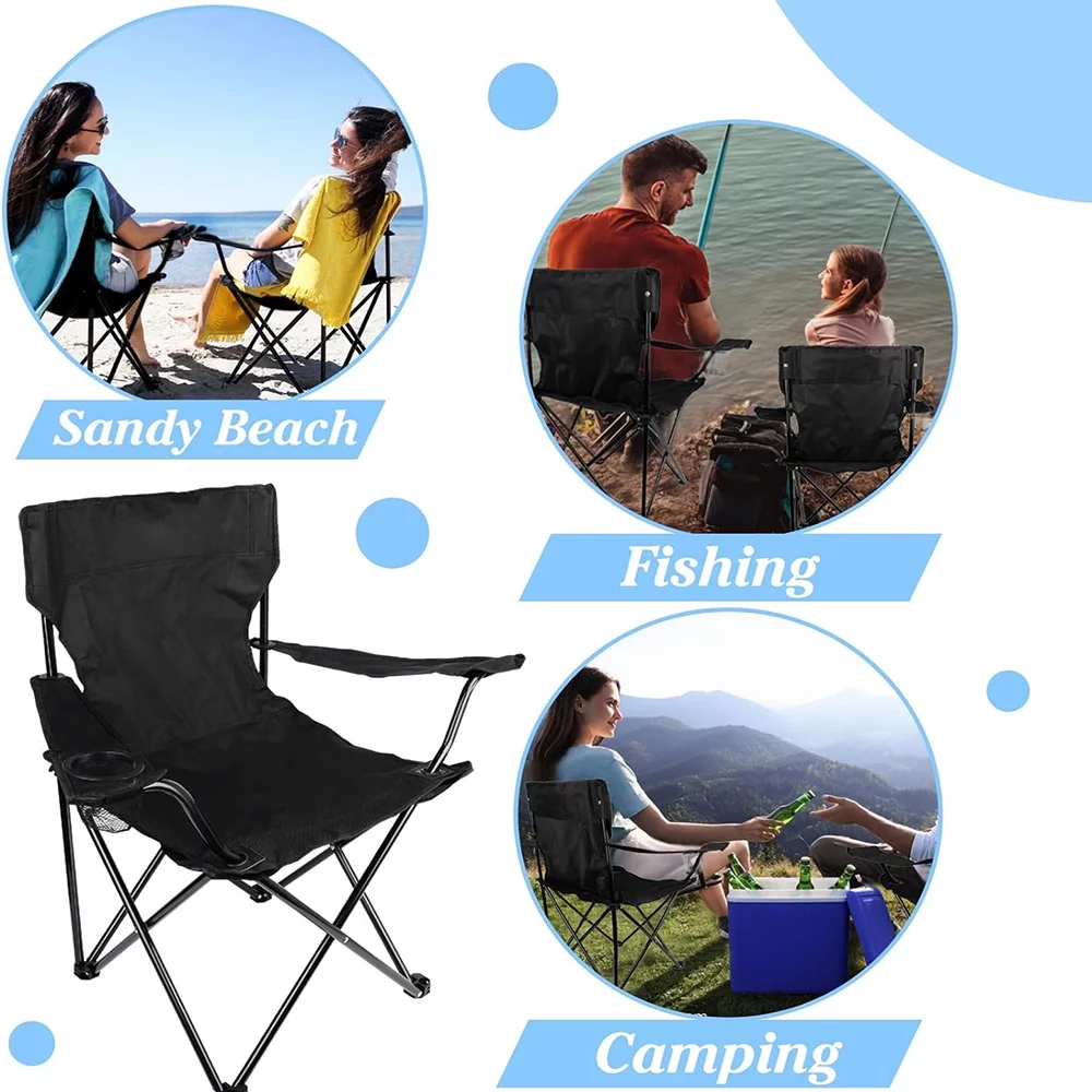 VINAUO Portable Camping Chairs,Folding Camping Chairs,Lightweight Camping Chairs for Fishing,Hiking,Travel,Picnic,Black