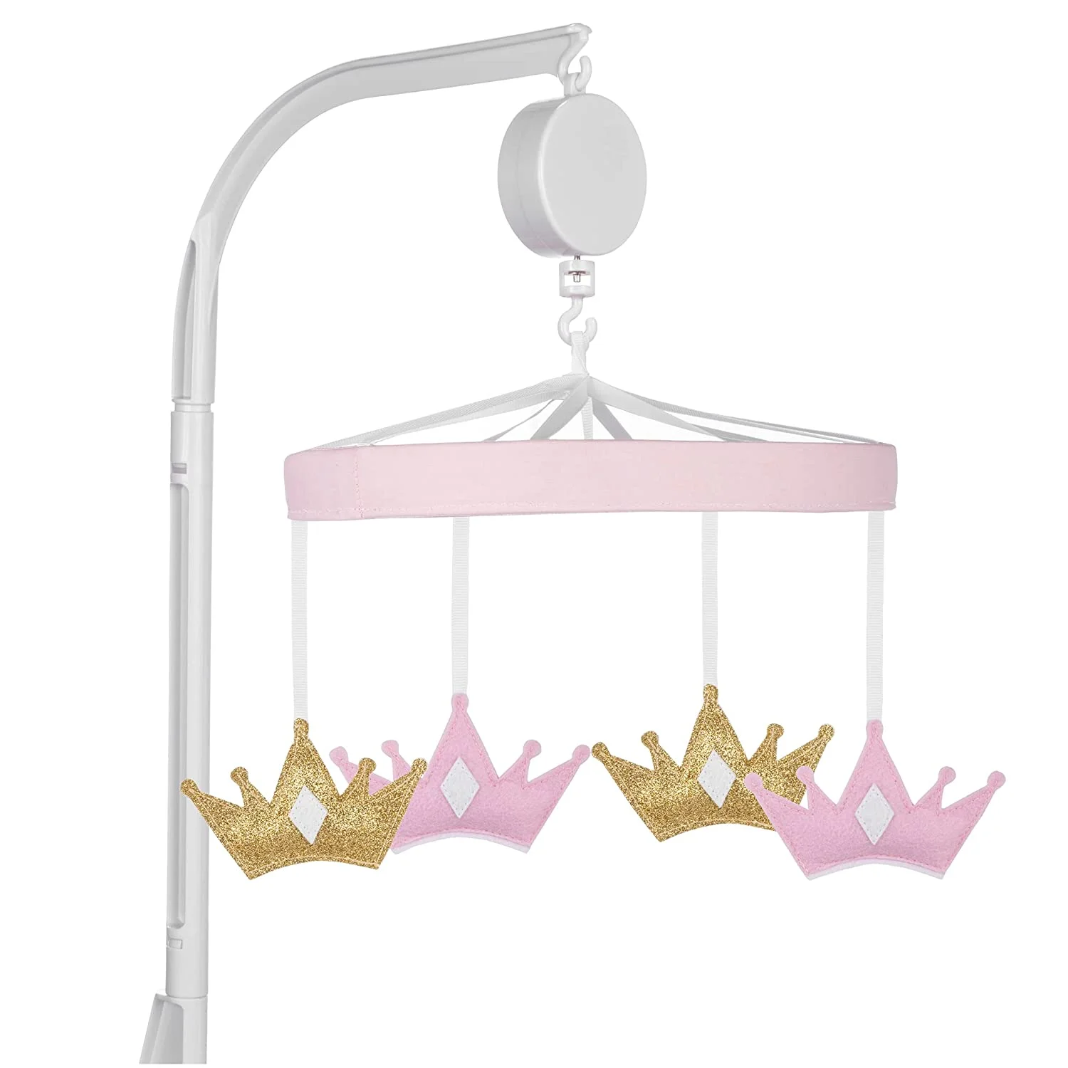 Sammy & Lou Tiara Princess Baby Crib Mobile with Music for Girl, Crib Mobile Arm Fits Standard Crib Rail, Infant, Crown Character