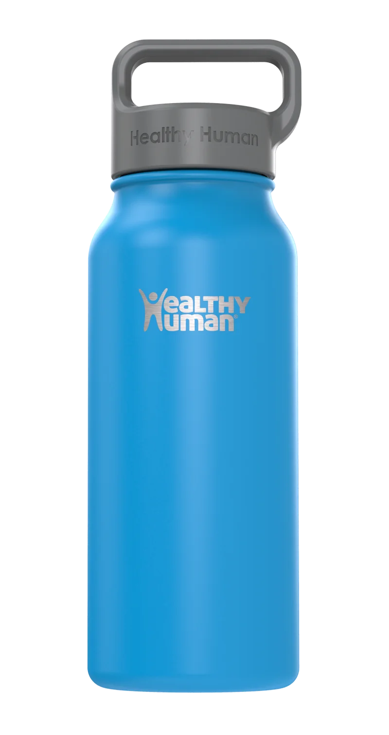 Healthy Human 21 oz Water Bottle Keeps Liquids Cold 24 Hours, Hot 12 Hours. 100% Leak & Sweat Proof. Vacuum Insulated Stainless Steel Thermos Flask. Includes Carabiner & Hydro Guide.