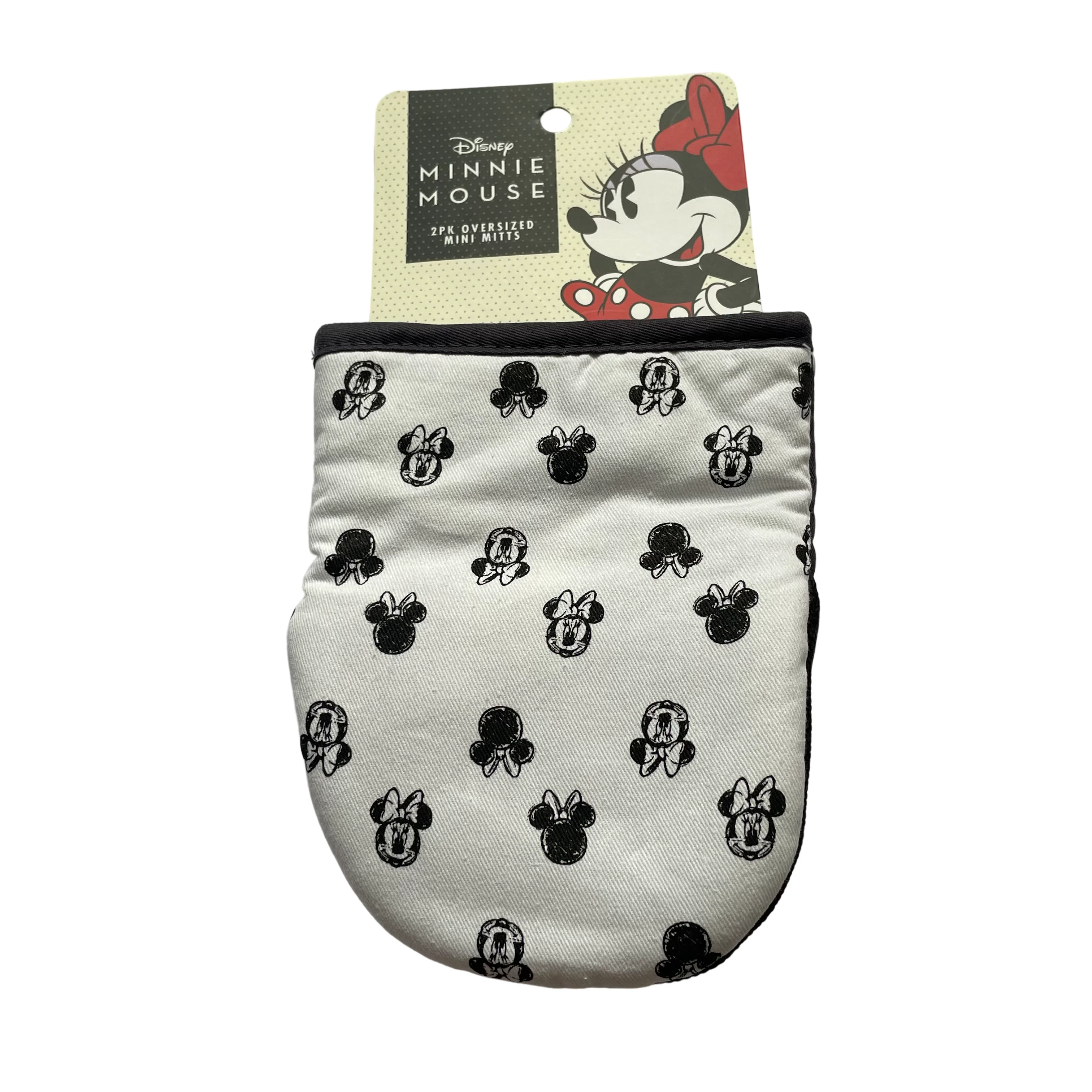Disney Sketch Style Minnie Mouse White Black Mini Oven Mitts