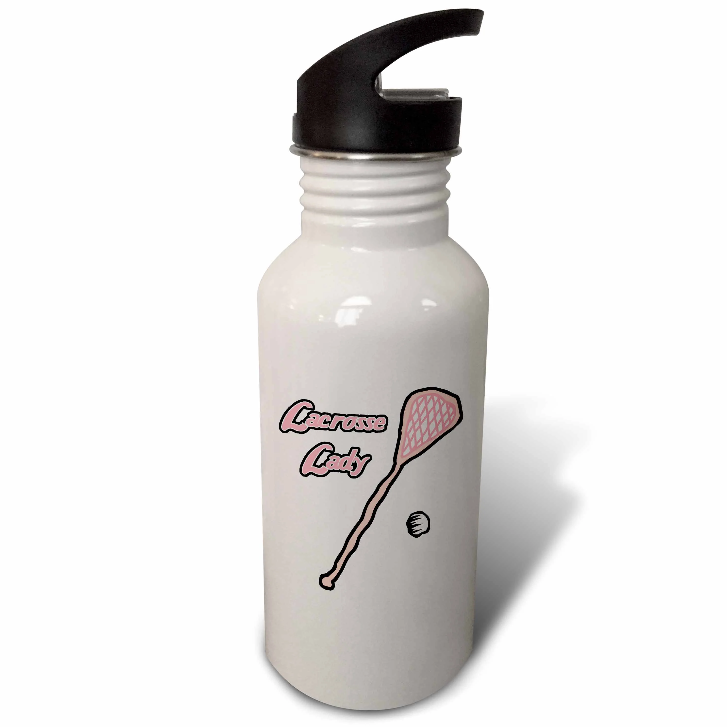 Lacrosse Lady Womens Girls Pink Sports Design 21 oz Sports Water Bottle wb-116324-1