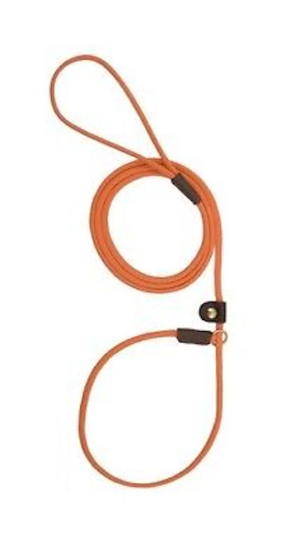 Orange Color Dog Trainer Handling Leather Slide Rope Leash Slip Style Leads