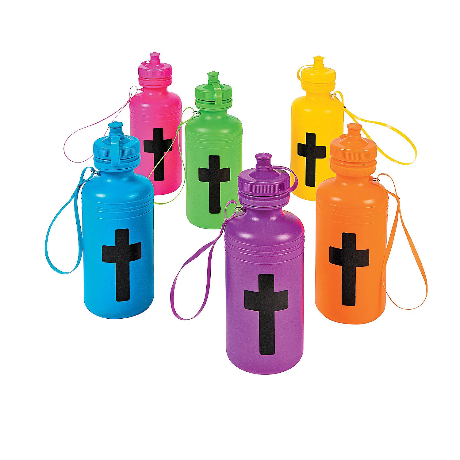 Water Bottle With Crosses - Party Supplies - 12 Pieces