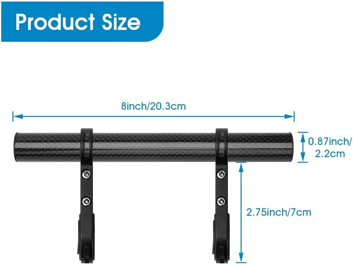Bike Handlebar Extender Lamp Light Phone Mount Holder Bracket Extension Carbon Fiber Double Bicycle Handlebar Extension