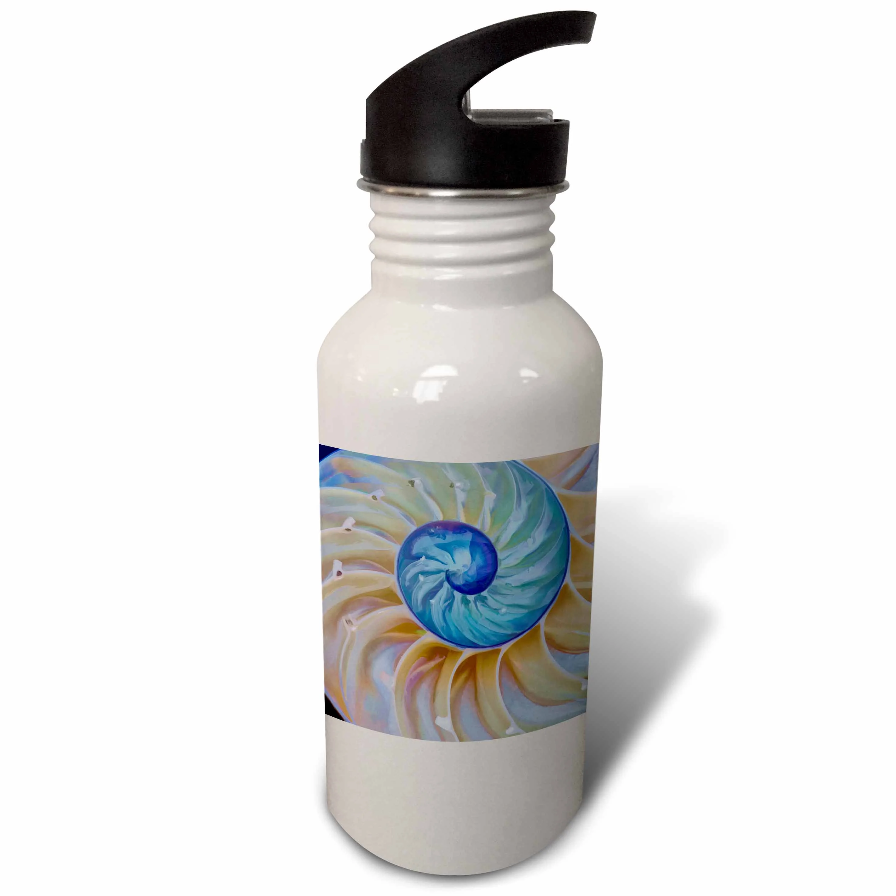 USA, Oregon. Close-up of chambered nautilus cut in half. 21 oz Sports Water Bottle wb-190954-1