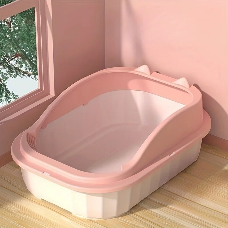 Large Semi-Enclosed Cat Litter Box - Anti-Splash and Easy to Clean