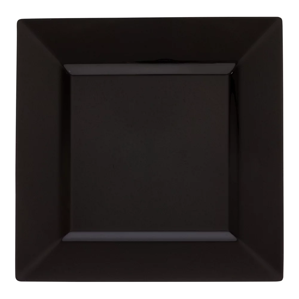 Square Black Plastic Modern Plate - 9 1/2