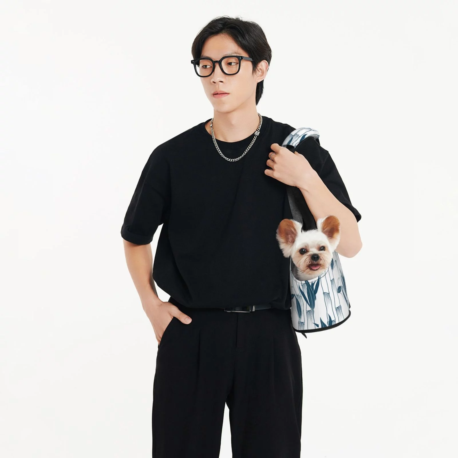 LNWH Japan Bamboo Texture Art Pattern Dog Carrier Bag, Pet Dog Carrier Purse Foldable Waterproof Pet Tote Bag for Cat and Small Dog