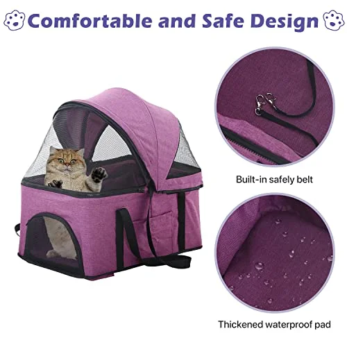 Pet Stroller 3-in-1 Folding Dog Cat Stroller for Medium Small Dogs Cats 4 Wheels Lightweight Travel Pet Stroller Dog Strollers Cat Stroller with Detachable Carrier, Black