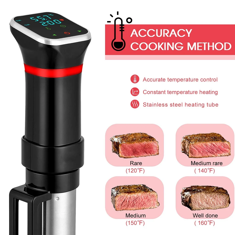 Dazzduo Cooking machine, Sous Cooker 1100W Quiet Stainless Steel Precision Sous Cooker Kitchen Touch Vide Precision Cooker Immersion 1100W Quiet Kitchen Touch Temperature