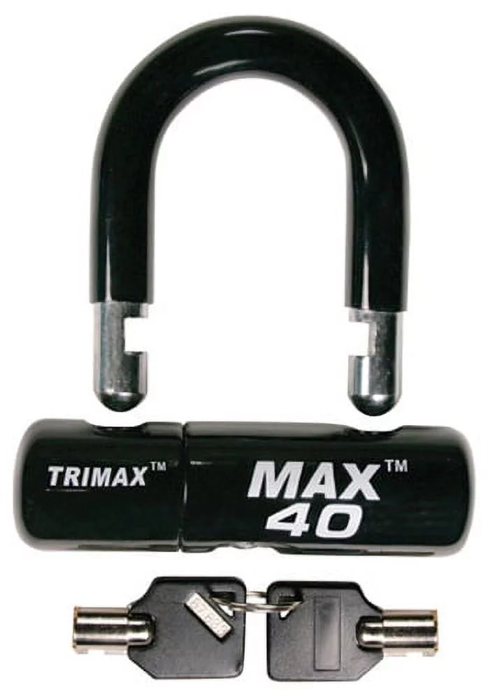 Trimax Max40bk Motorcycle Disc U Lock   Black With Black Pvc Shackle